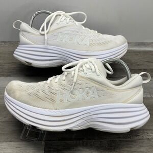 Hoka Bondi 8 White White Womens Running Shoes 1127952 WWH Size 9.5B